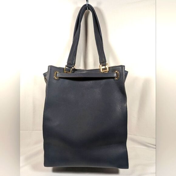 G.I.L.I. Large Blue Genuine Leather Drawstring Bucket/Tote Bag - Picture 2 of 13